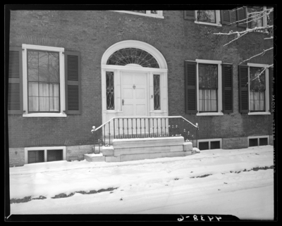 Mrs. Anderson Gratz; home, exterior front view of house, close-up                             view of entry way