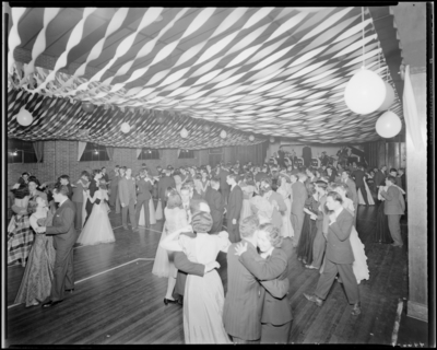 Dance, North Middletown School; view of dancers on the dance                             floor and band (Blue & White) playing