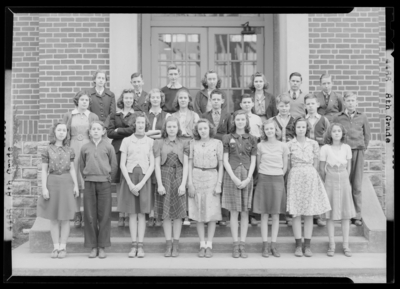 8th Grade (Eighth Grade, Grade 8), North Middletown School; class                             group portrait in front of building