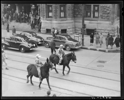 May Day Exercises, (1941 Kentuckian) (University of Kentucky);                             horses walking in the parade