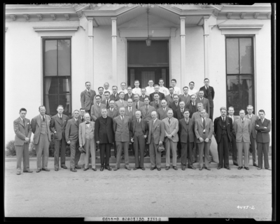 Staff Officers; St. Joseph's Hospital, 544 West Second (2nd)                             Street; group portrait of staff officers in front of                             building