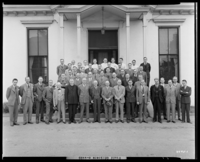 Staff Officers; St. Joseph's Hospital, 544 West Second (2nd)                             Street; group portrait of staff officers in front of                             building