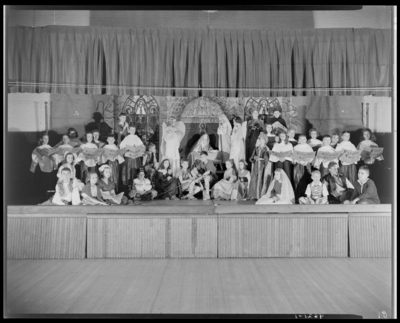 Ashland School (195 North Ashland Avenue); Christmas Pageant;                             children on stage in costume