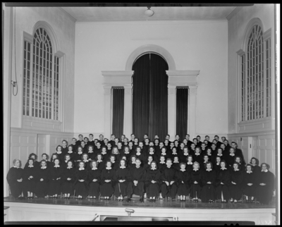 Glee Club, (1941 Kentuckian) (University of Kentucky); Memorial                             Hall, interior; choir on stage, group portrait