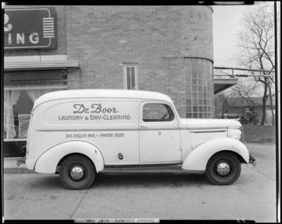 Deboor Laundry & Dry Cleaning (265 Euclid Avenue);                             building, exterior; company vehicle (truck) parked in front of                             building