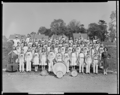 Band, Morton Junior High School, 120 Walnut Street; exterior,                             group portrait