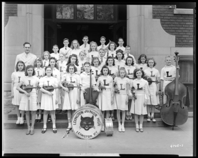 Orchestra, Lexington Junior High; exterior, group                             portrait