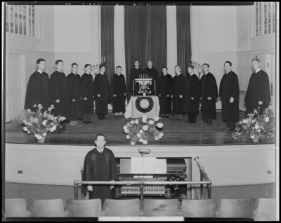 Omega Delta Kappa (ODK) Fraternity, (1942 Kentuckian) (University                             of Kentucky); Memorial Hall, interior; group portrait