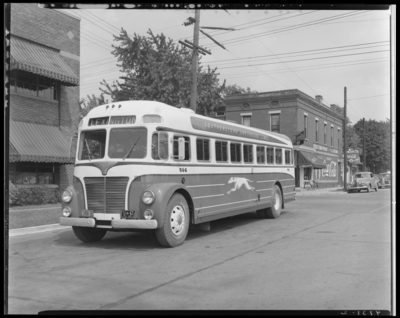 Southeastern Greyhound Lines (bus company); bus number 584 (no.                             584) parked on the street