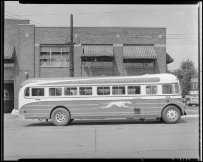 Southeastern Greyhound Lines (bus company); bus number 584 (no.                             584) parked in front of terminal