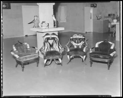 Marshall’s Court Tourist (Georgetown Road); lobby, four chairs                             made with horns