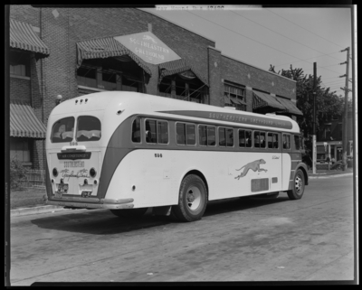 (Southeastern) Greyhound bus garage, North Limestone and Loudon;                             bus number 598 (no. 598) parked in front of terminal (depot) on                             Loudon