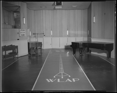 WLAP radio station, 121 Walnut; interior, recording/broadcasting                             studio