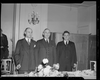 Kentucky Mining Institute; Lafayette Hotel, interior; Banquet;                             men standing in front of banquet table