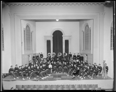 Concert Band, (1942 Kentuckian) (University of Kentucky);                             exterior of unidentified building, group portrait