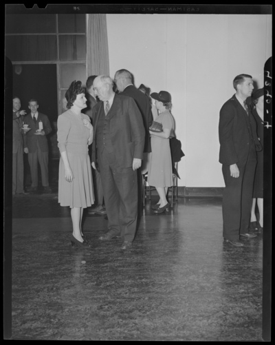Legislators Reception, (1942 Kentuckian) (University of                             Kentucky); Union Building, Ball Room, interior; people                             mingling