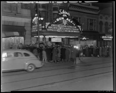 Ben Ali Theatre (movie theater), 121 East Main, exterior from                             street; premiere party for 