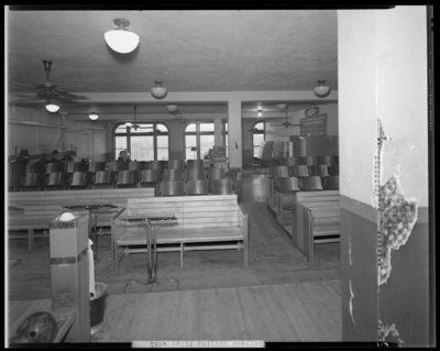 Congress Bowling Alley (228 1/2 East Main); interior, view of                             seating area; photographs requested by Aetna Insurance Company (112                             Esplanade)