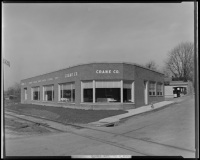 Crane Company, (plumbing supplies) (375 East Main); exterior,                             front view