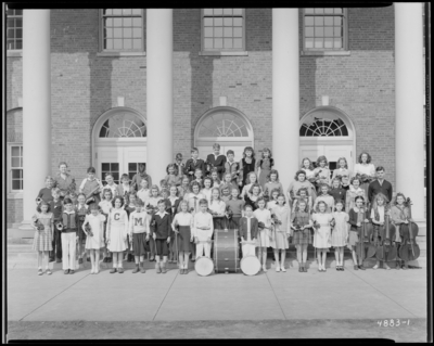 Elementary School Orchestra, Henry Clay High; exterior, group                             portrait