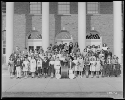 Elementary School Orchestra, Henry Clay High; exterior, group                             portrait