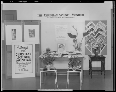 Christian Science Church, 110 Park; interior, table and wall                             display for The Christian Science Monitor newspaper