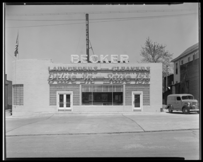 Becker Laundry & Dry-Cleaning Company (401 North Broadway                             & 212 South Limestone); exterior view of building                             front