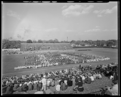 Allstate High School Marching Band; Stadium, University of                             Kentucky; wide angle view of stadium, bands on the field
