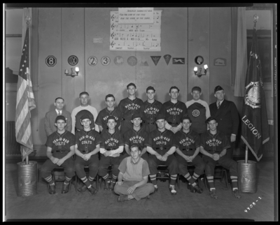 Baseball Team, American Legion; “Man O’War Colts”; team group                             portrait