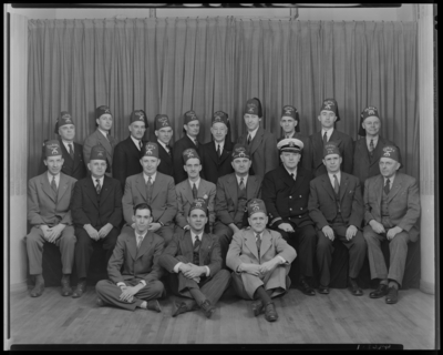 Oleika Temple (Ancient Order, Nobles of the Mystic Shrine),                             Masonic Temple, 144 North Broadway; Chairman of Committees; East West                             Football Game; group portrait
