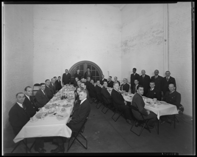 Kentucky Utilities Company (167 West Main Street); Safety group                             #2; Power House, interior; group of men seated at banquet                             tables