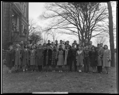 Outing Club, (1943 Kentuckian) (University of Kentucky); Student                             Union Building; exterior; group portrait