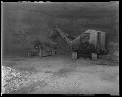 Central Rock Company, (Old Frankfort Pike); mine; interior;                             workers operating mining equipment