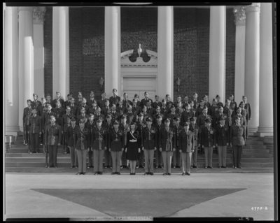 Pershing Rifles, (1943 Kentuckian) (University of Kentucky);                             Memorial Hall; exterior; group portrait