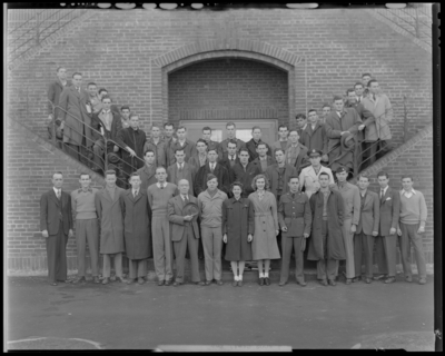 Civil Engineering group standing on steps of building (1943                             Kentuckian) (University of Kentucky)