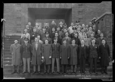 Electrical Engineering group standing on steps of building (1943                             Kentuckian) (University of Kentucky)