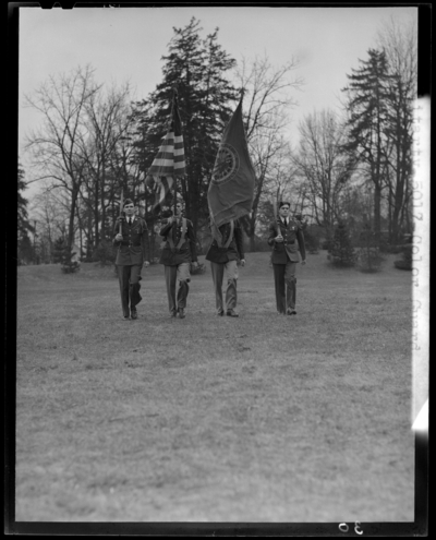Military color guard standing in group (1943 Kentuckian)                             (University of Kentucky)