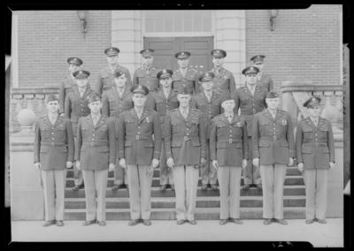 Military staff standing in group on steps (1943 Kentuckian)                             (University of Kentucky)