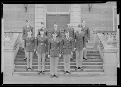 Military BNHG standing in group on steps (1943 Kentuckian)                             (University of Kentucky)