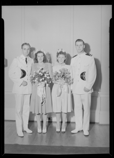L.T.C.B. Bush (or Brush); wedding; couple standing                             together