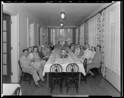 L.T.C.B. Bush (or Brush); wedding; wedding party gathered around                             dinning table