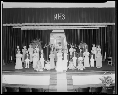 Midway Public School; Tom Thumb Wedding; performers on                             stage