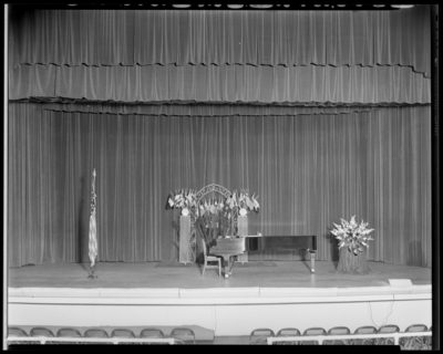 Henry Clay High School, 701 East Main; international flags and                             piano on empty stage