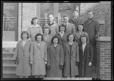 Outing Club (1944 Kentuckian) (University of Kentucky); group                             standing on steps