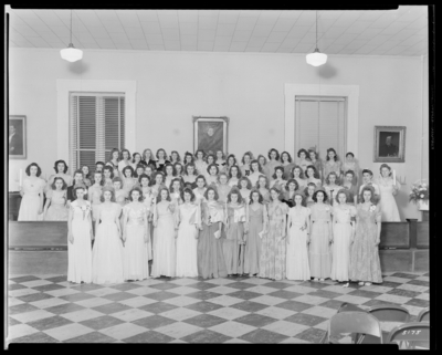 Georgetown College; Queens; group of women standing in                             room