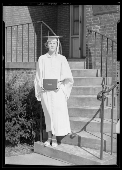 Kentucky Female Orphan School, 201-203 West Short; individual                             standing with diploma; Roberts