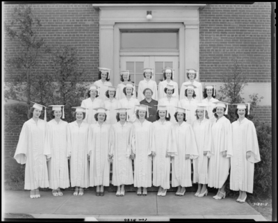Kentucky Female Orphan School, 201-203 West Short; group standing                             on steps