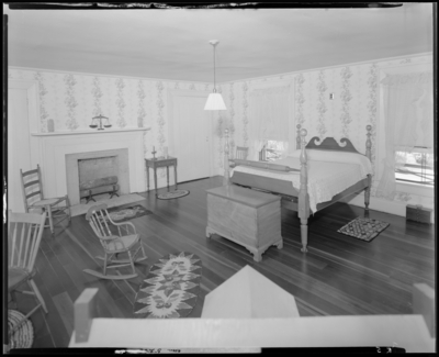 Roy Farmer; interior of home; bedroom with fireplace