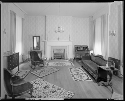 Roy Farmer; interior of home; sitting room with                             fireplace