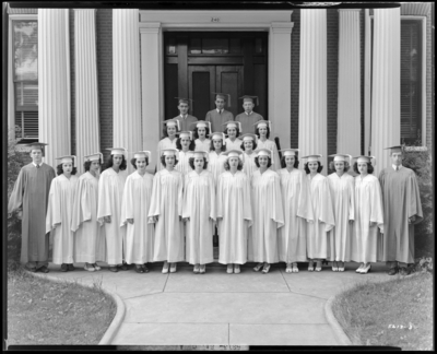 St. Catherine's Academy (Sisters of Charity of Nazareth),                             240 North Limestone; graduates standing on steps